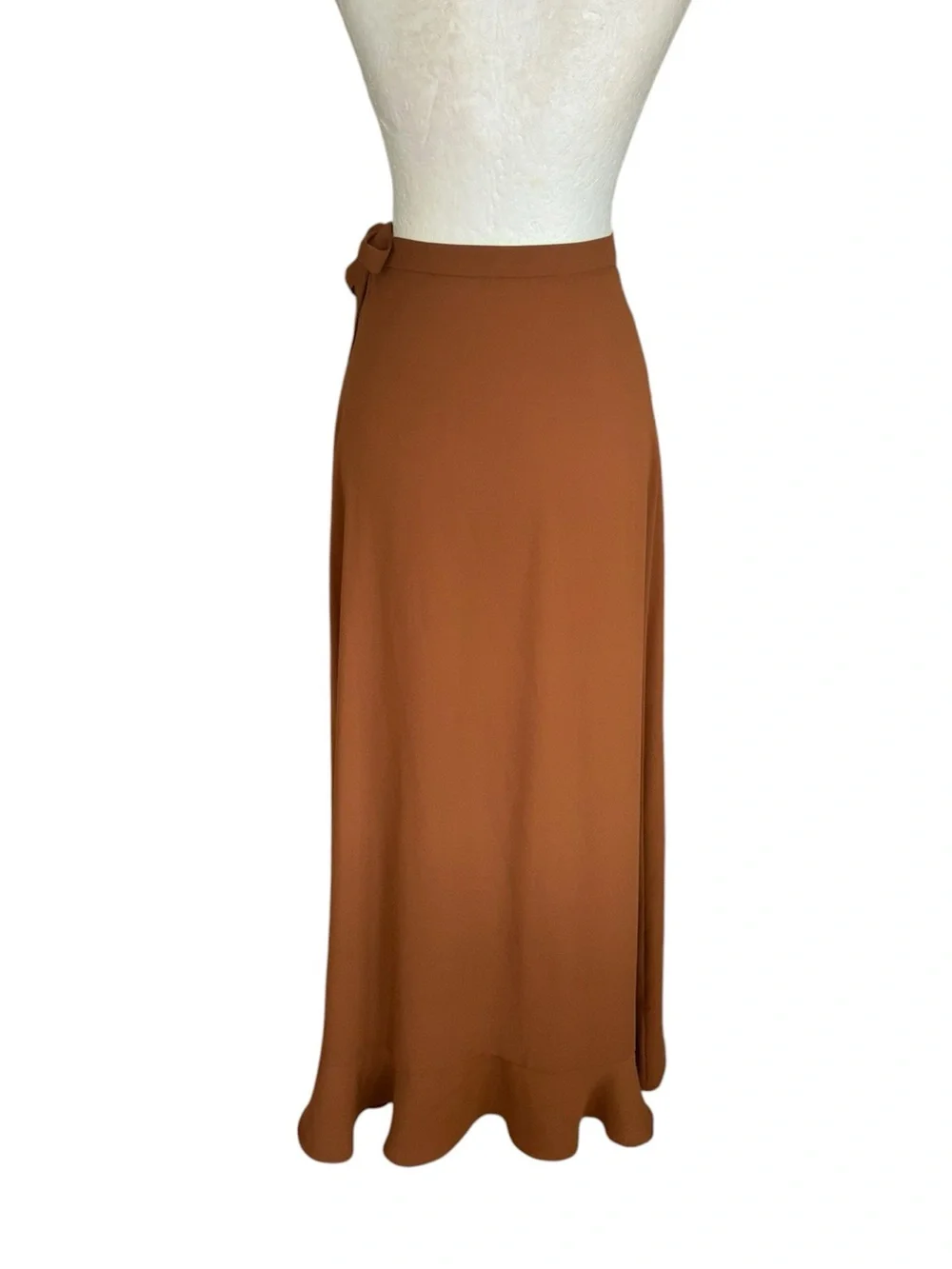 LN Amanda Uprichard Tessa Umber Brown Ruffle Wrap Midi Skirt - S